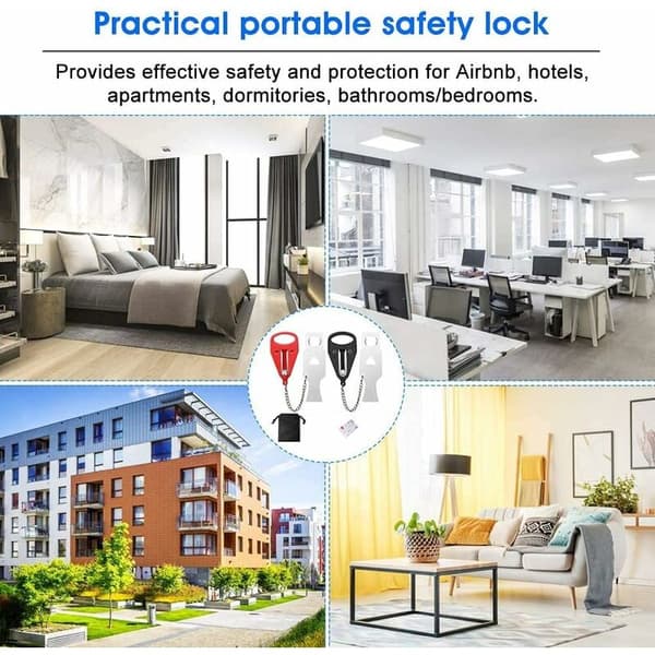 2-pack Portable Door Locks with Storage Bag for Hotel, School, Bathroom.