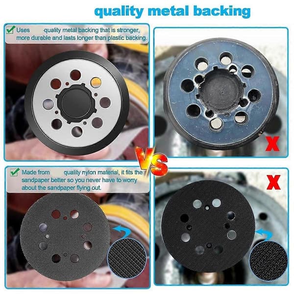4 stk. metalslibeplade til orbitalsliber, robust, 5 tommer, 8 huller, velcro-slibeplade til DWE6421 [DB] som vist As Shown