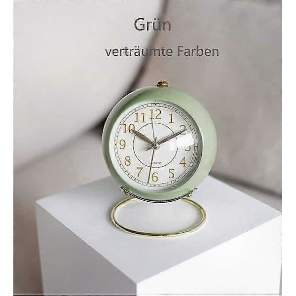Compact Silent Alarm Clock, Traditional Analog Quartz Table Clock with Loud Alarm and Backlight