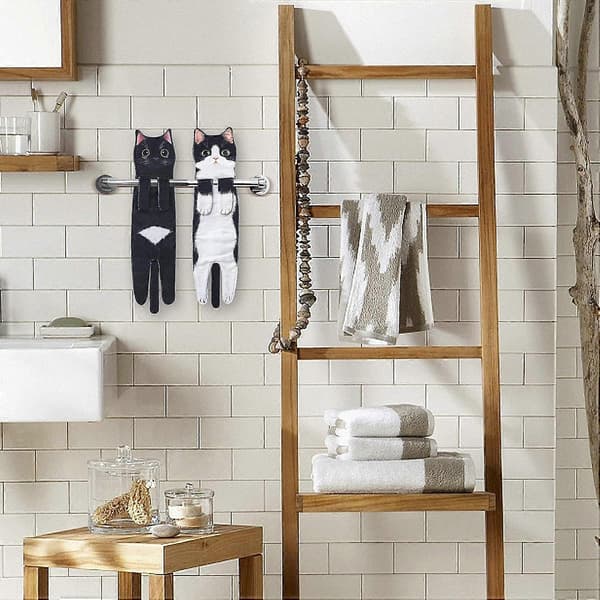 Cat Towel Super Absorbent, Kitchen Bathroom Towel Christmas Gift for Cat Lovers