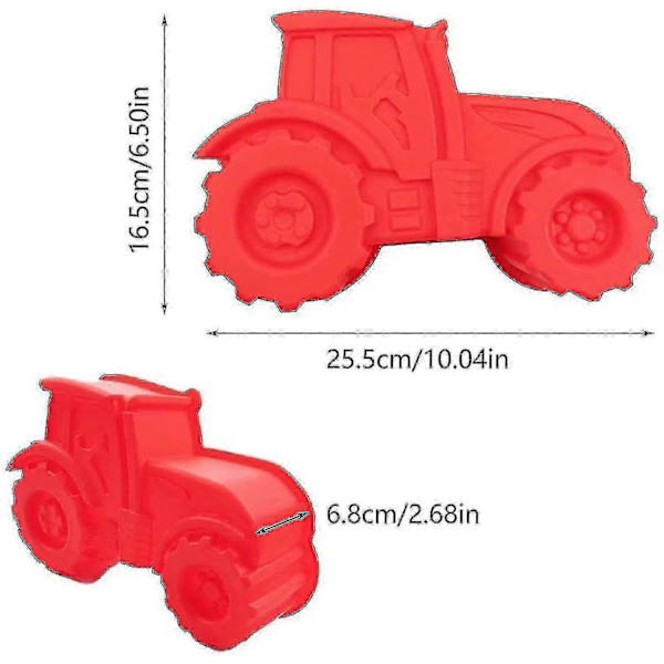 Silikone Traktor Kageform - Rød Bageform til Kager - Æskeform Inkluderet