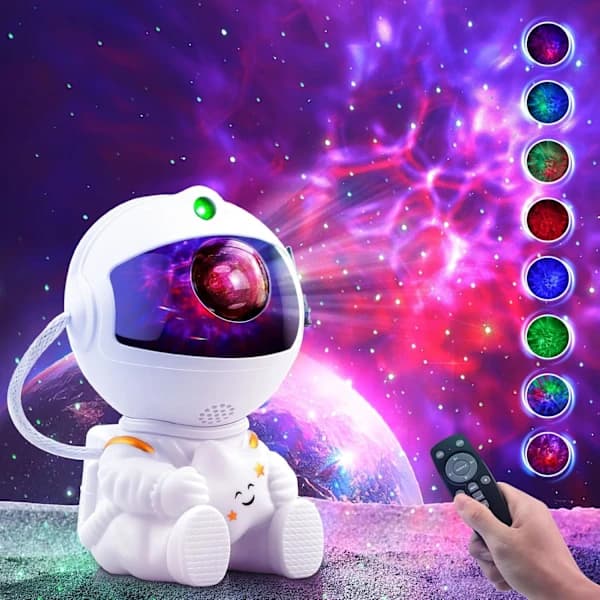Astronaut Star Projector Night Light with Remote Control and Timer for Bedroom and Game Room White White