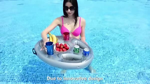 PVC Oppustelig Drikkeholder - Drikkeflåder - Flydende Drikkeholder til Pool - 50x70cm - Pooltilbehør - Pool Drikkeflåder