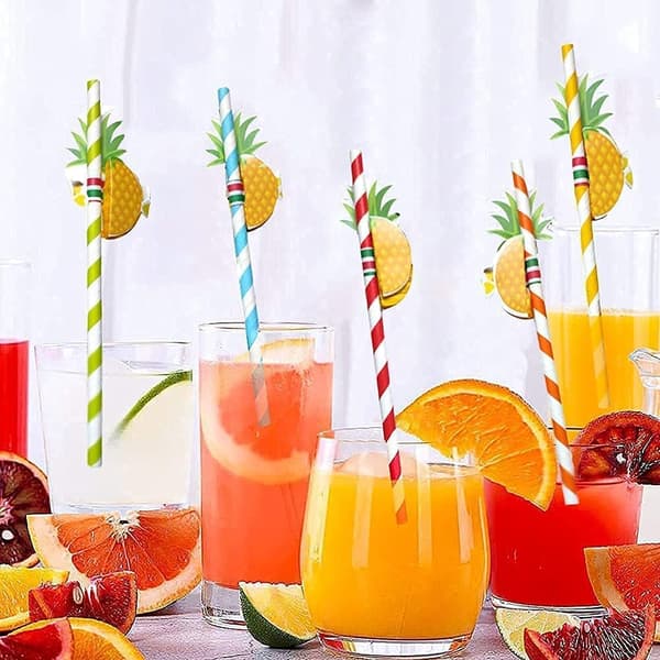 Cocktail Straws, 50 Pieces Cocktail Straws, 3D Pineapple Drinking Straws