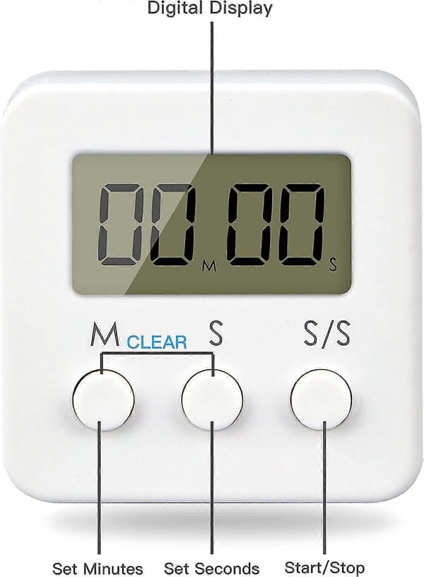 Digital Timer, 4-pak Mini Stopur med Høj Alarm, Nedtælling Optælling til 99.59 & LCD-Display Kort Timer til Køkken, Kontor, Sport Hvid White