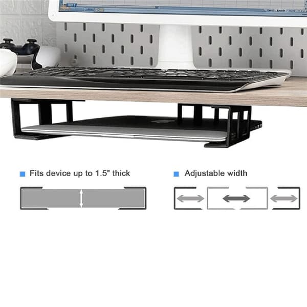 3-pack Laptopställ för under skrivbordet, passar under bord, svart bricka