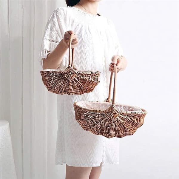 Hand-woven Bridesmaid Basket with Handle, Wicker Storage Basket, Empty Wicker Basket, Bridesmaid Basket Baskets for Wedding