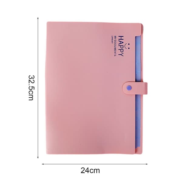 Utvidbar mappeorganisator med spenne, rosa