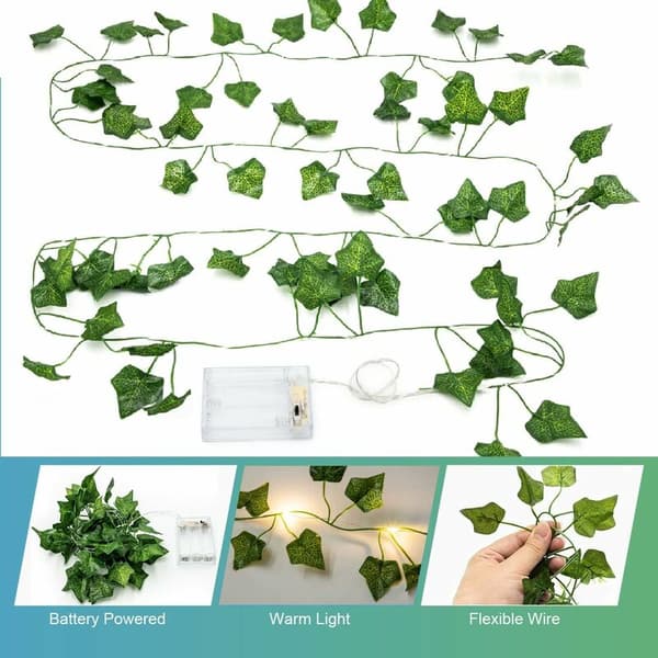 Fairy Lights, 2M Leaf Garland, 20 LED Ivy String Lights, Ivy String Lights for Indoor, Wedding, Office, Party Decoration