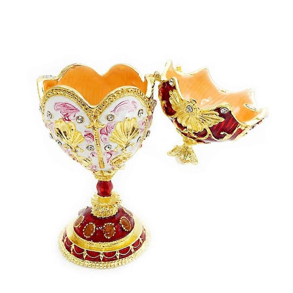 Flowers Faberge Egg Hand-Painted Jewelry Box Easter Gift Home Decor