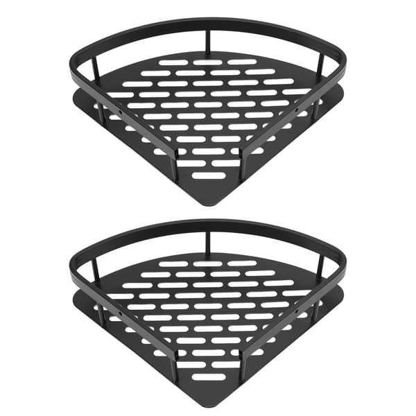 Triangular Shower Shelf Punch-Free Rustproof Aluminum Shower Corner Shelf with Hollow Base for Bathroom Toilet Double Layer