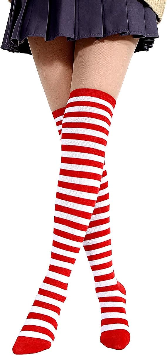 3 Pairs Women's Striped Thigh High Socks