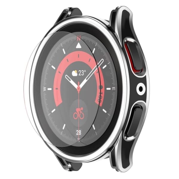 Galaxy Watch 4/5 40mm kotelo karkaistulla lasilla musta/hopea