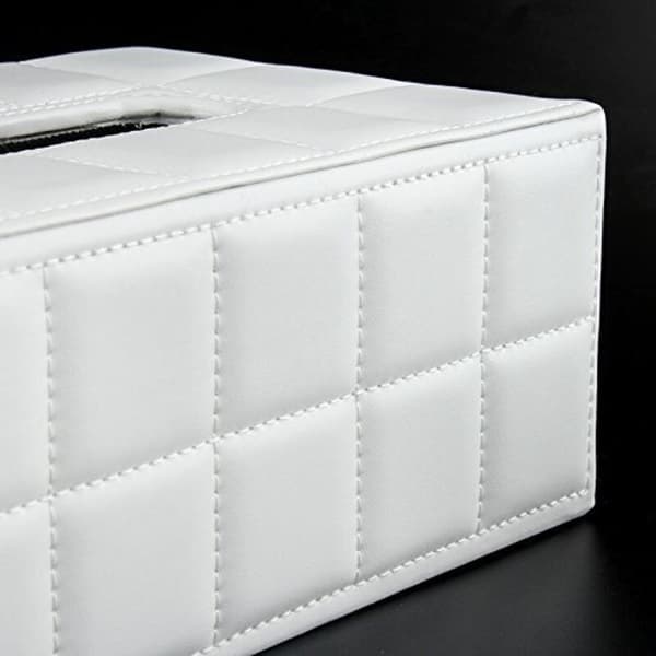 PU-läder servettbehållare, servettdispenser, 25 x 14 x 9,5 cm (vit)