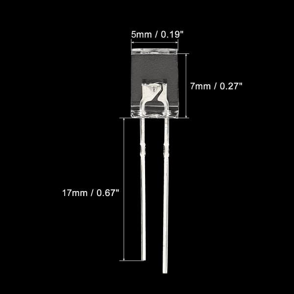 2x5x7mm LED-lampa, 150 st Rektangulär Klar LED för Elektronisk Komponentindikator, Röd