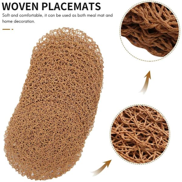 Round Woven Paper Placemats, Decorative Rope Mats for Dinner, Party, and Wedding 12-Pack