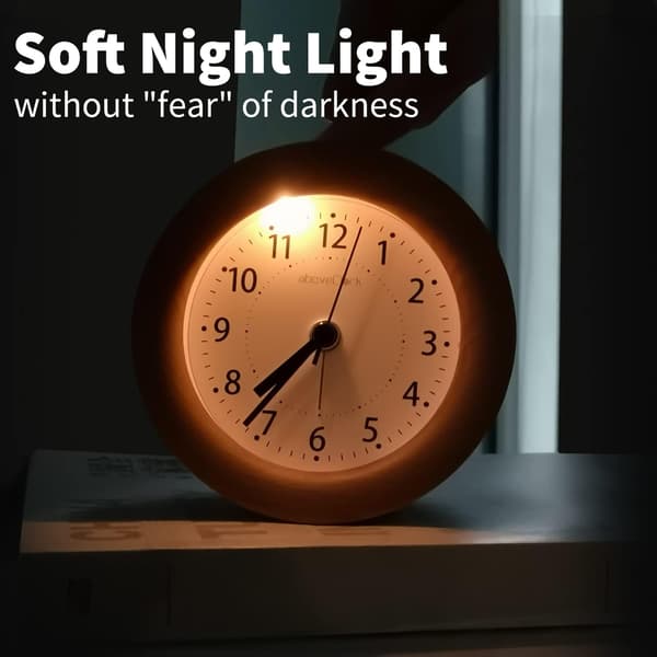 Batteridriven morgonväckarklocka, analog träklocka