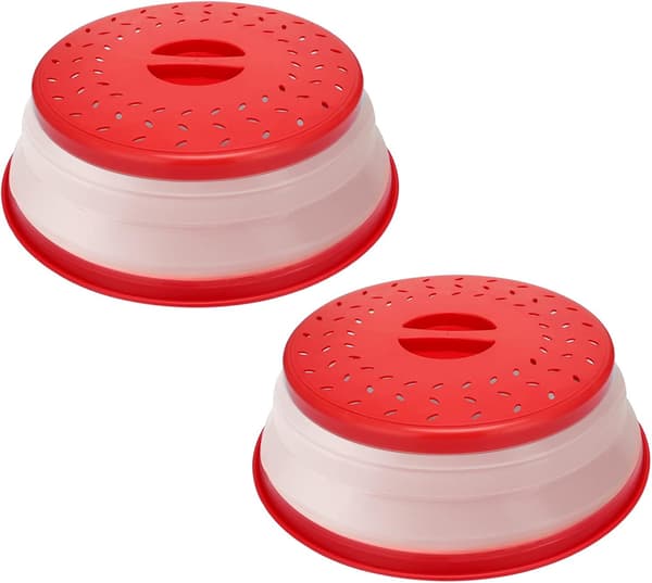 Mikrovågslock för mat, hopfällbart mikrovågsskydd mot stänk, matsil, diskmaskinssäker, 2-pack Röd 2 st Red 2pcs
