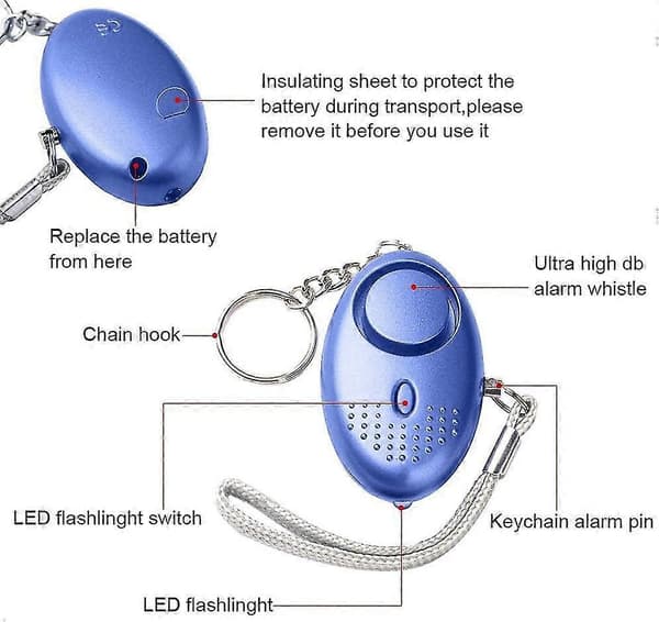 5-pack 140db Personal Security Alarm Keychain with LED Light, Personal Alarm [Db]