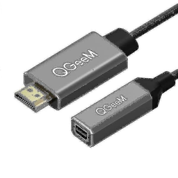 Qgeem HDMI Enkel Til Mini DP Konverter Adapter Kabel UHD 4K@30Hz Plug