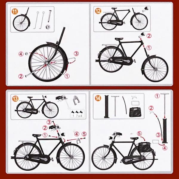 Creative Iron Art Table Decoration Toys 1:10 DIY Retro Bicycle Model