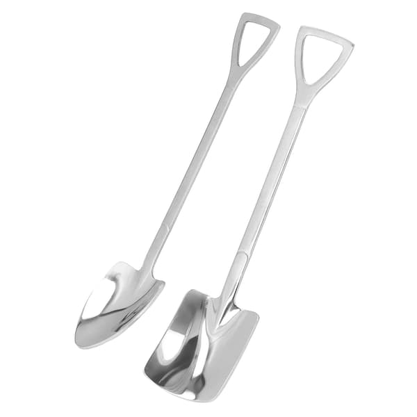 2 stk. skeer i rustfrit stål, robuste, holdbare, korrosionsbeskyttende, blanke, ergonomisk design, bredt anvendte dessertskeer, sølv