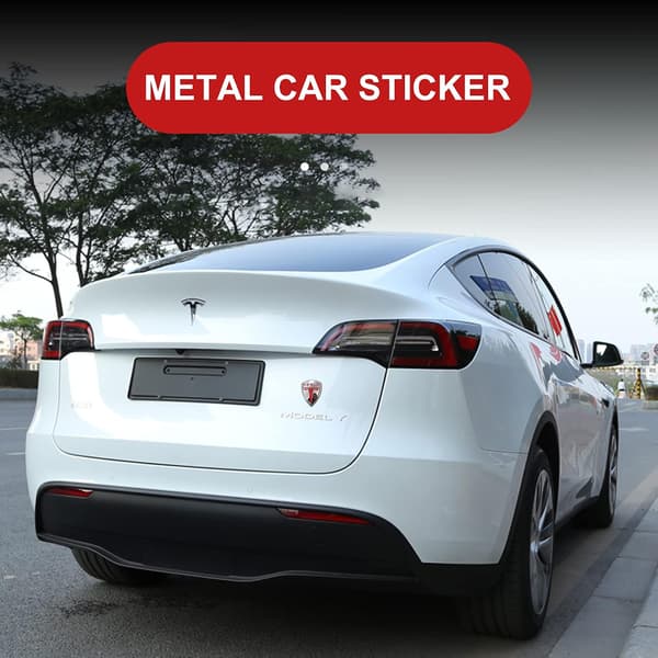 *Biltilbehør og Tesla-skilt - 3D-metaltskilt / Bilmærkat / Sæt*