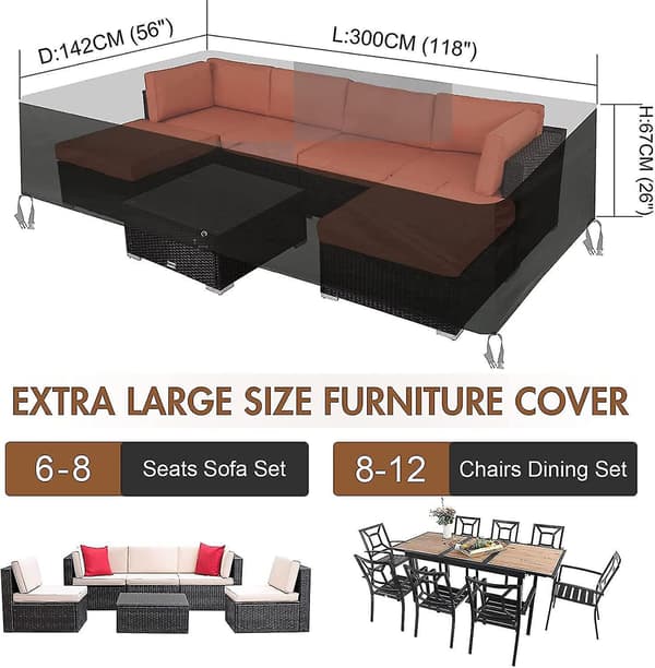 300 cm Protective Outdoor Furniture Cover, Rectangular Cover