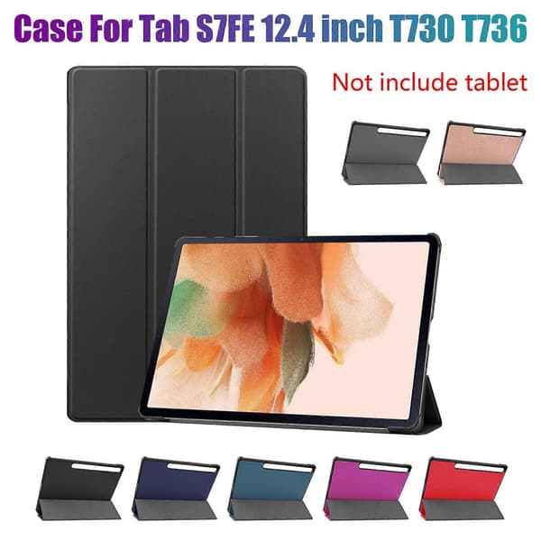 PU Leather Case for Tab S7FE 12.4 Inch T730/T736 2021 Tablet Anti-Drop Flip Case Tablet Stand (C)
