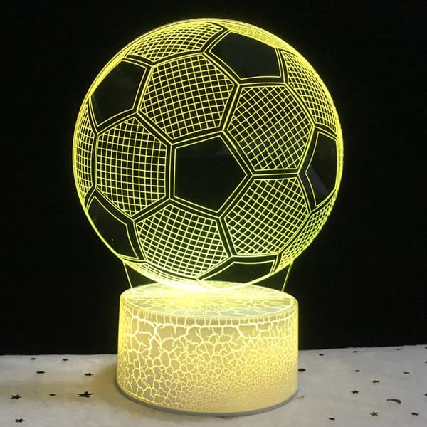 Fodbold 3D-lampe, LED natlampe, 7-farvers farveskift
