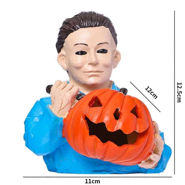 Michael Myers Statue med Græskar Harpiksfigur til Stue Hjem Indendørs