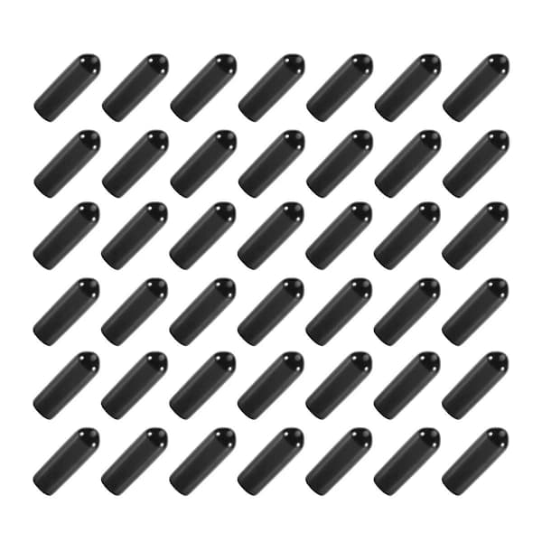 100 Pcs Rubber Caps 4mm ID PVC Round Tube Bolt Cover Cap Screw Thread Protector Black