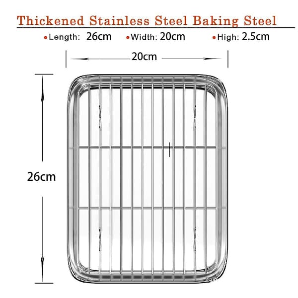 2-pack Baking Pans with Rack, Small Stainless Steel Baking Sheet with Cooling Rack, 25 cm & 23 cm