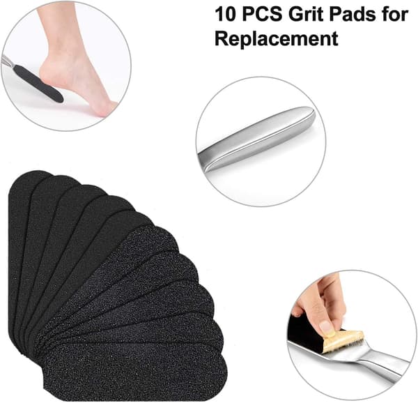 Double-Sided Stainless Steel Foot File + 10 Extra Sandpapers