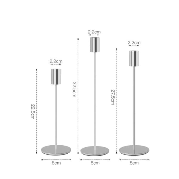 Silver Iron Ljusstake Set om 3 - Dekorativa Ljusstakar för Bröllop, Middag och Heminredning