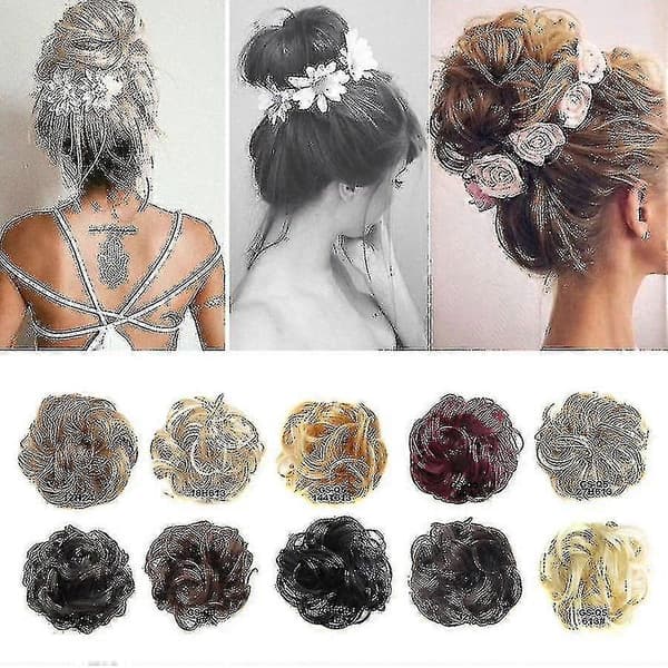 Hair ring with curly hair bun, 16 cm, suitable for multiple occasions White White
