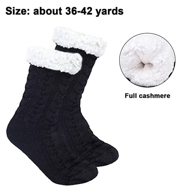 Pair Winter Fluffy Warm Floor Socks Twist Black + Twist Wine Red KLB