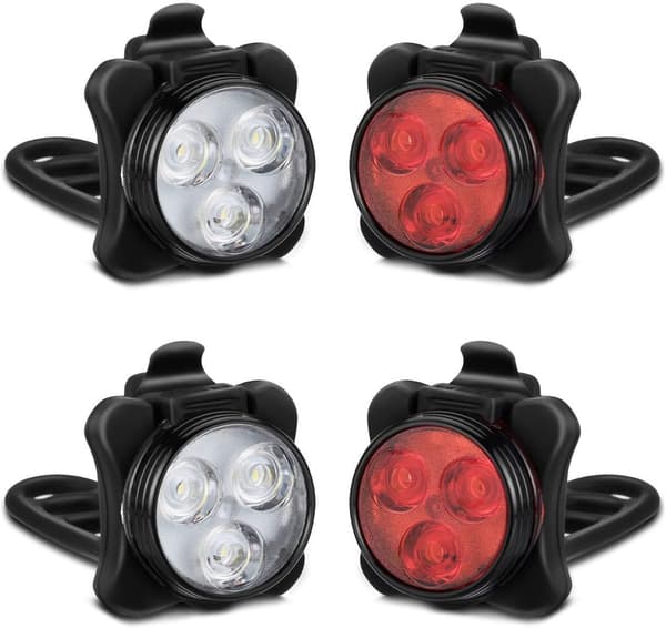Rechargeable Bike Light Set, LED Bicycle Front and Rear Lights
