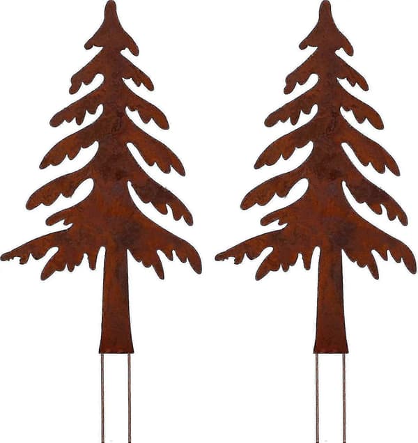 Rusty Fir Trees 2 Pieces Christmas Decoration Rust Plug Mini Christmas Tree Garden Plug Rust Rusty