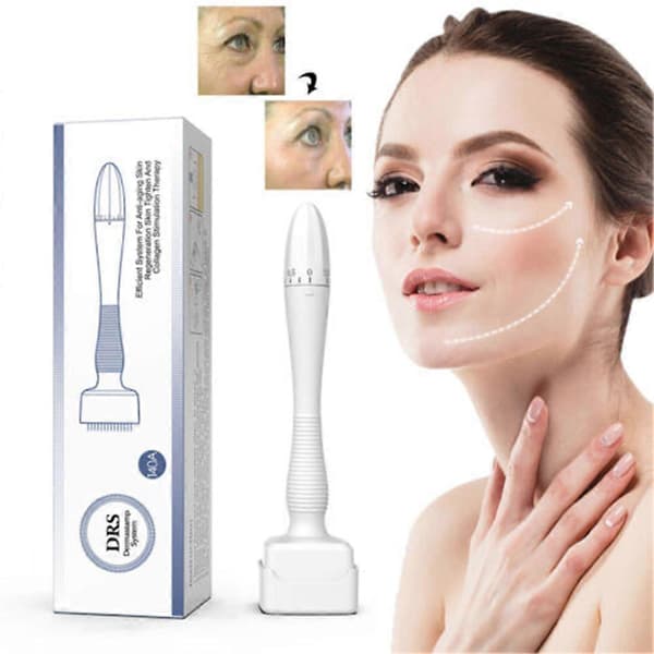 Adjustable Microneedling Derma Stamp Pen 140 Tips 0~3.0mm Skincare Tool for Wrinkles Acne Scars Stretch Marks-FX-