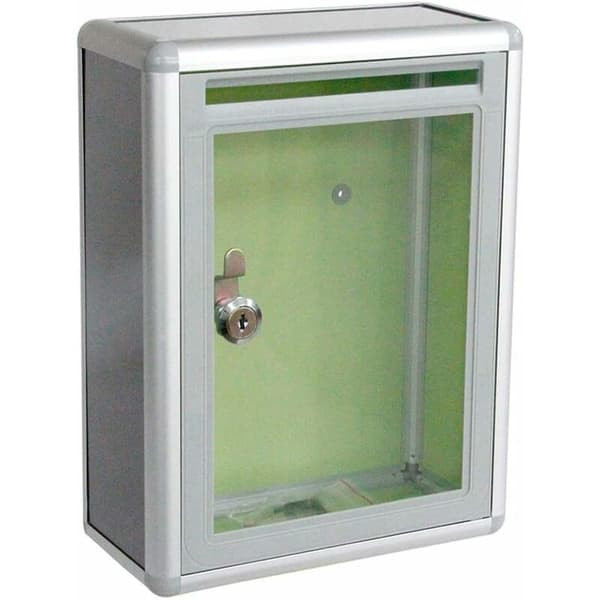 Small Transparent Wall-Mounted Mailbox with Lock in Acrylic and Aluminum