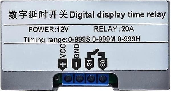 12V Tidsrelä 12 Volt Timerrelä Utomhus 10A Digitalt Frånslagsrelä Justerbar Gåva [DB]