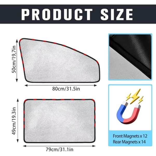 Car Sunshade with UV and Privacy Protection Silver