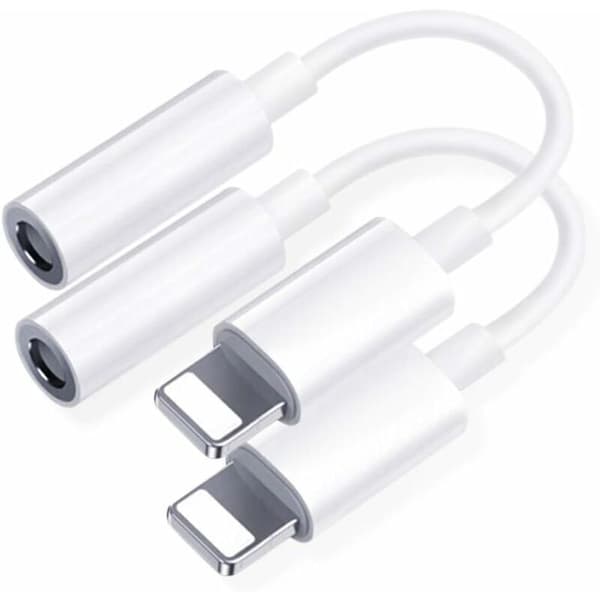 2-pak 3,5 mm hovedtelefonstikadapter til iPhone 7/8/X/11/12 - Kompatibel med iPhone iOS-enheder