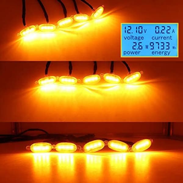 5 stk. LED-forlygter til bilgrill, passer til Durango 2011-2021, grill, LED, gule lys, sort linse