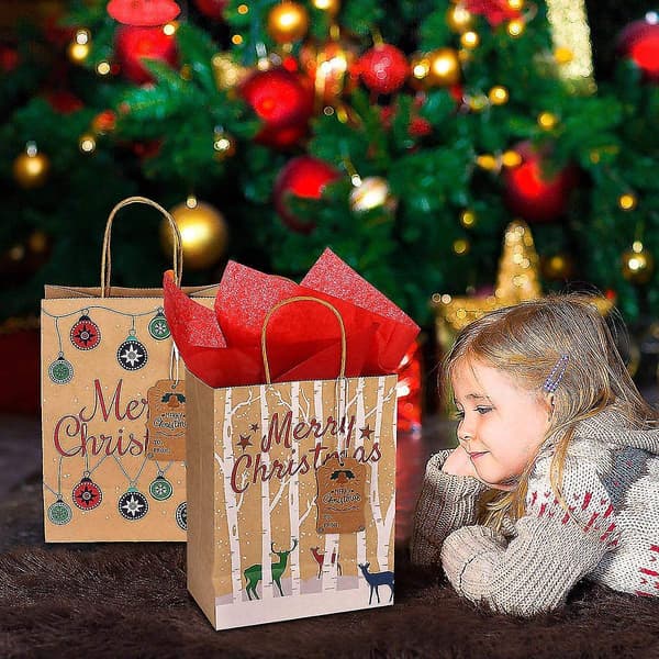 Storpack Presentpåsar Julklappspåse Julklappsförpackning Julgodispåsar Klassiska Julklappspåsar