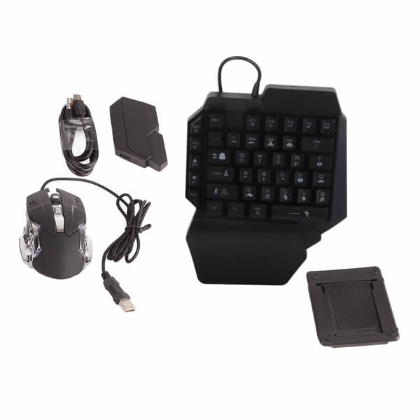 Portable Mini Gaming Keyboard Mouse USB RGB Wrist Rest Half Hand 35 Keys Keyboard Mouse with Converter for Android for IOS