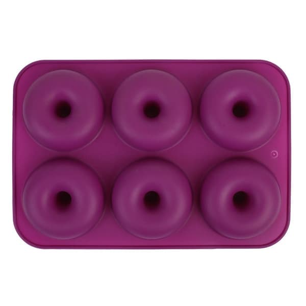 Silikoneform til donuts med 6 huller, mikrobølgesikker, frysesikker (lilla)