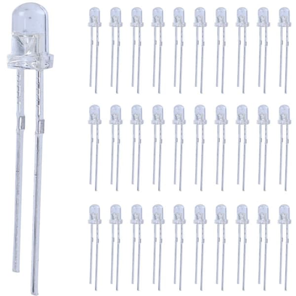 80 stycken 3mm vita LED-lampor DC 2.5V-3V
