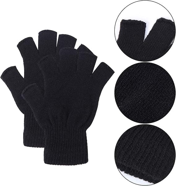 2 par unisex varma halvfingerhandskar vinter fingerlösa handskar